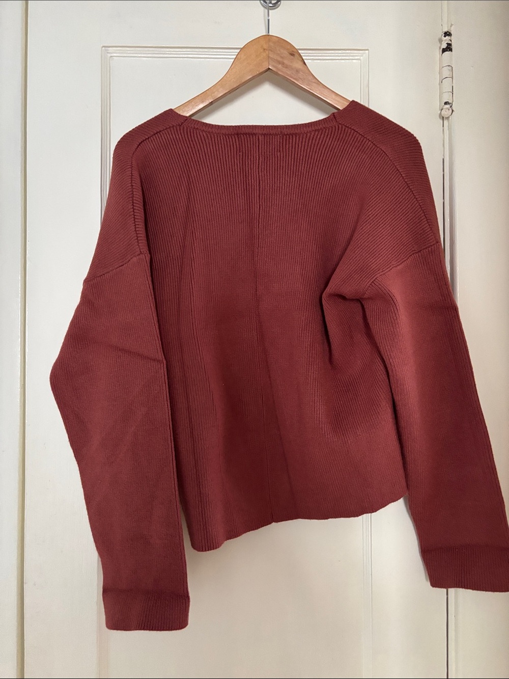 Modern Citizen Wrap-Front Ribbed Sweater - Rust - Picture 5 of 5